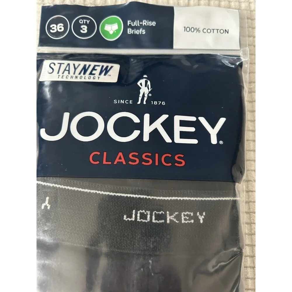 Jockey Classic Full Rise Classic Brief 3 Pack  Size 36 Black Stay Cool Tech New